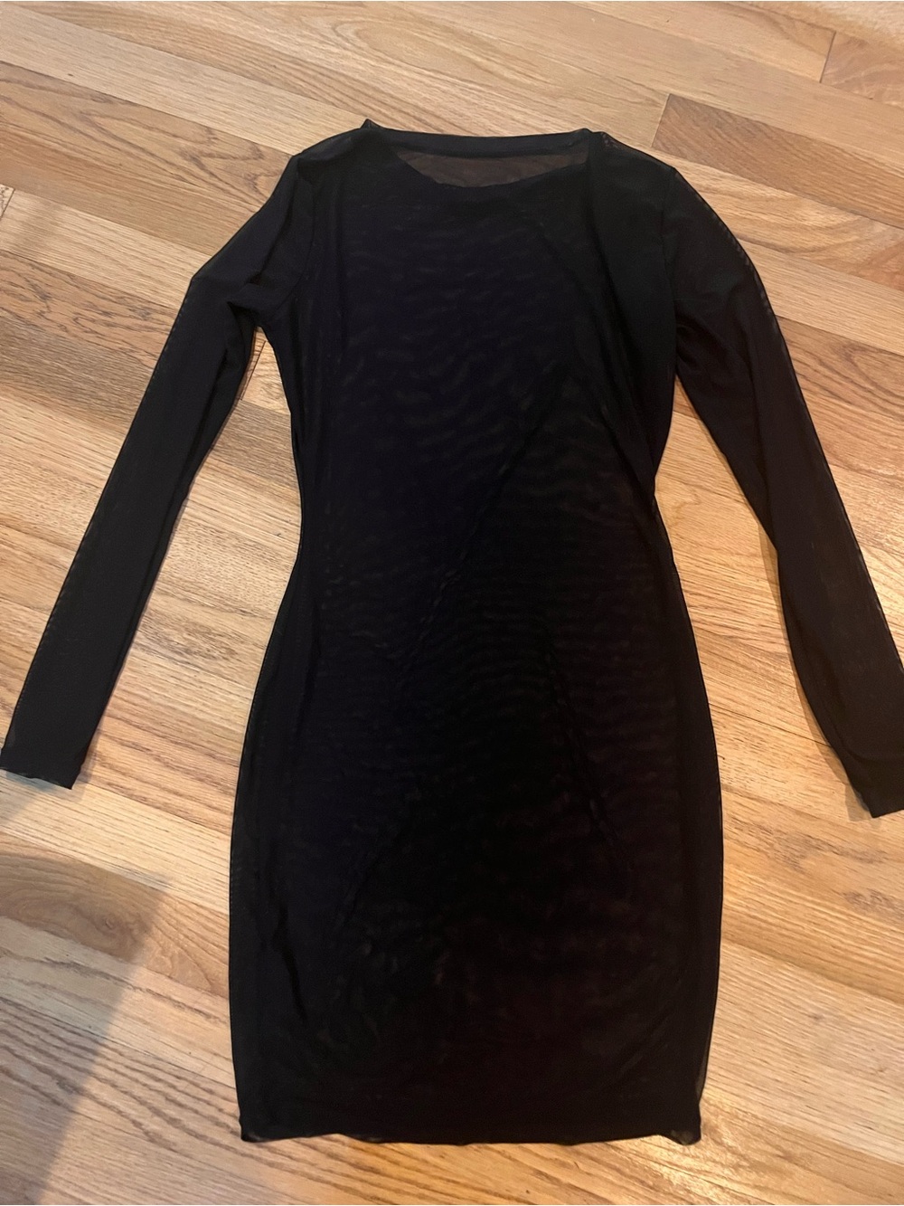 Black Long Sleeve Mesh Swim Coverup